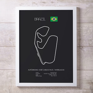 Brazil interlagos circuit Racing Map Wall Art Print