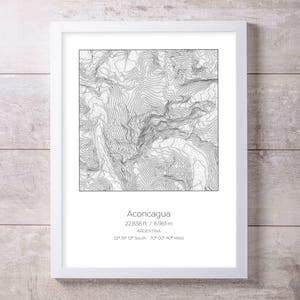 Aconcagua, Argentine, topographie, impression d'élévation, art mural