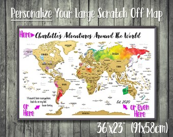 36"x23" (91x58cm) - Largest World Map to Scratch off - Gold - Make it you Own, Make it Unique - no frame included