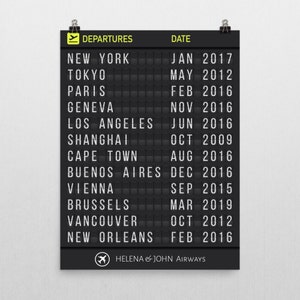 Printed Personalized Airport Flight Departure Board with Bold Letters Frame not included image 2