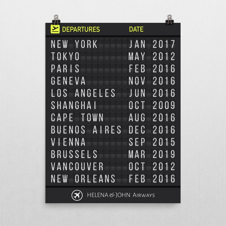 Printed Personalized Airport Flight Departure Board with Bold Letters Frame not included image 2