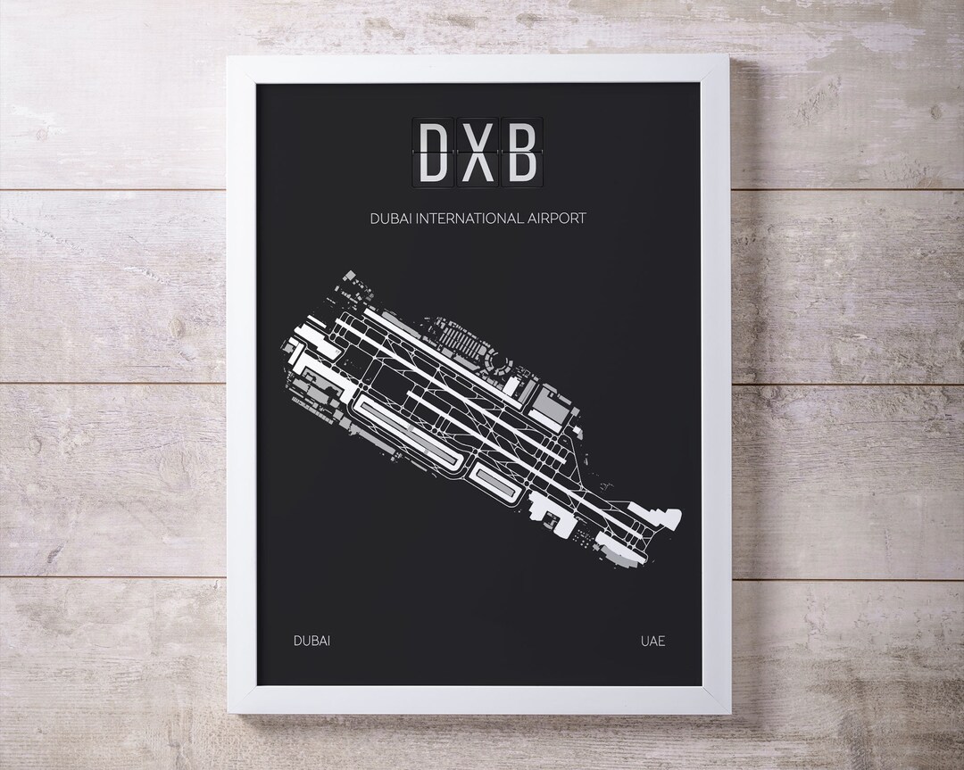 DXB Dubai Airport Map Print: Aviation Enthusiast Gift - Etsy