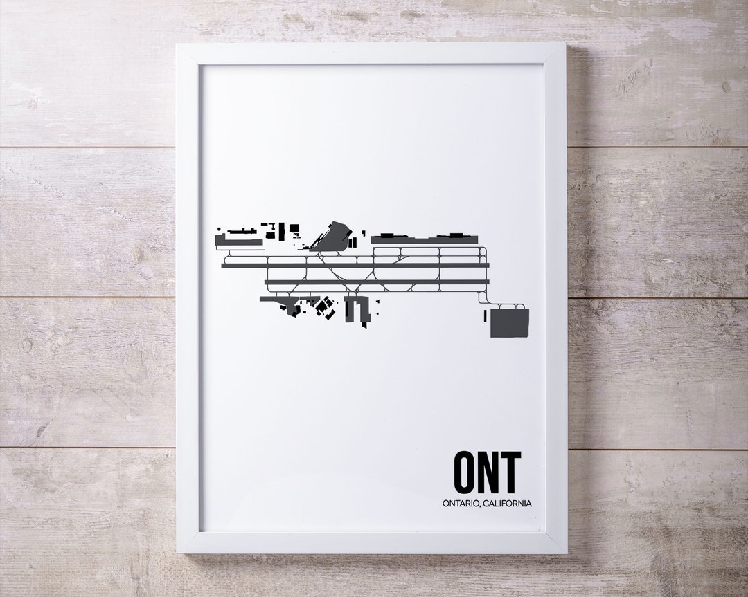 ONT Ontario International Airport Map Print, Ontario, CA, Minimalist ...