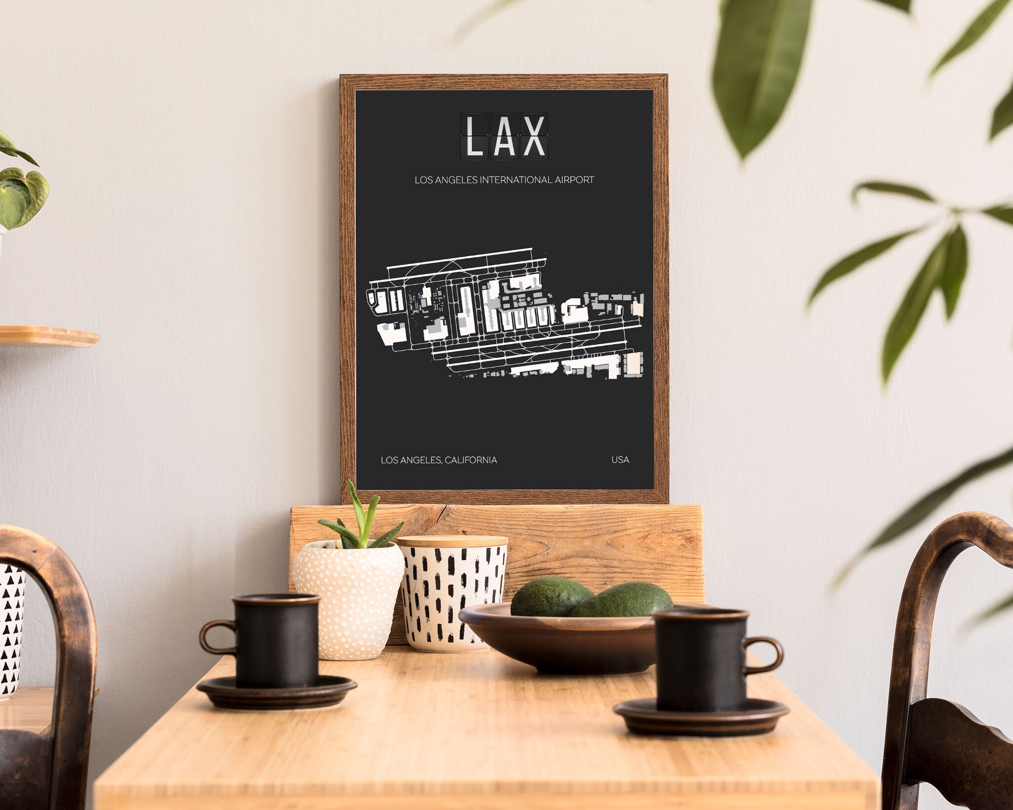 - Print Wall Los Map Etsy Angeles LAX Airport International Art