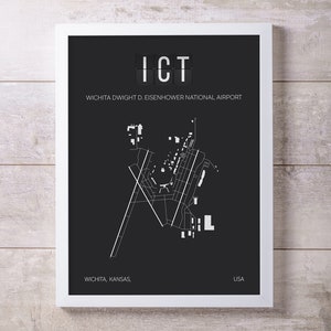 ICT Wichita Dwight D. Eisenhower National Airport Map Wall Art