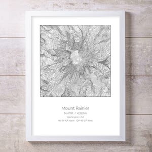 Mt Rainier, Washington, art mural impression topographie en élévation