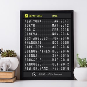 Printed Personalized Airport Flight Departure Board with Bold Letters Frame not included image 1