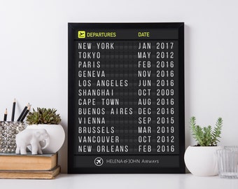 Printed Personalized Airport Flight Departure Board (with Bold Letters) - Frame not included