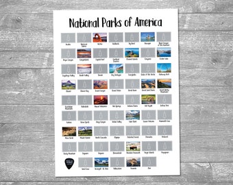 18"x24" - Scratch off your National Parks List of Adventures ! - Silver Foil scratch off -  Made in USA