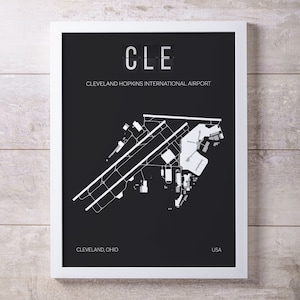 CLE Cleveland Hopkins International Airport Karte Druck, Ohio, Home Decor, Geschenk für Luftfahrt Enthusiasten, Geschenk für Piloten