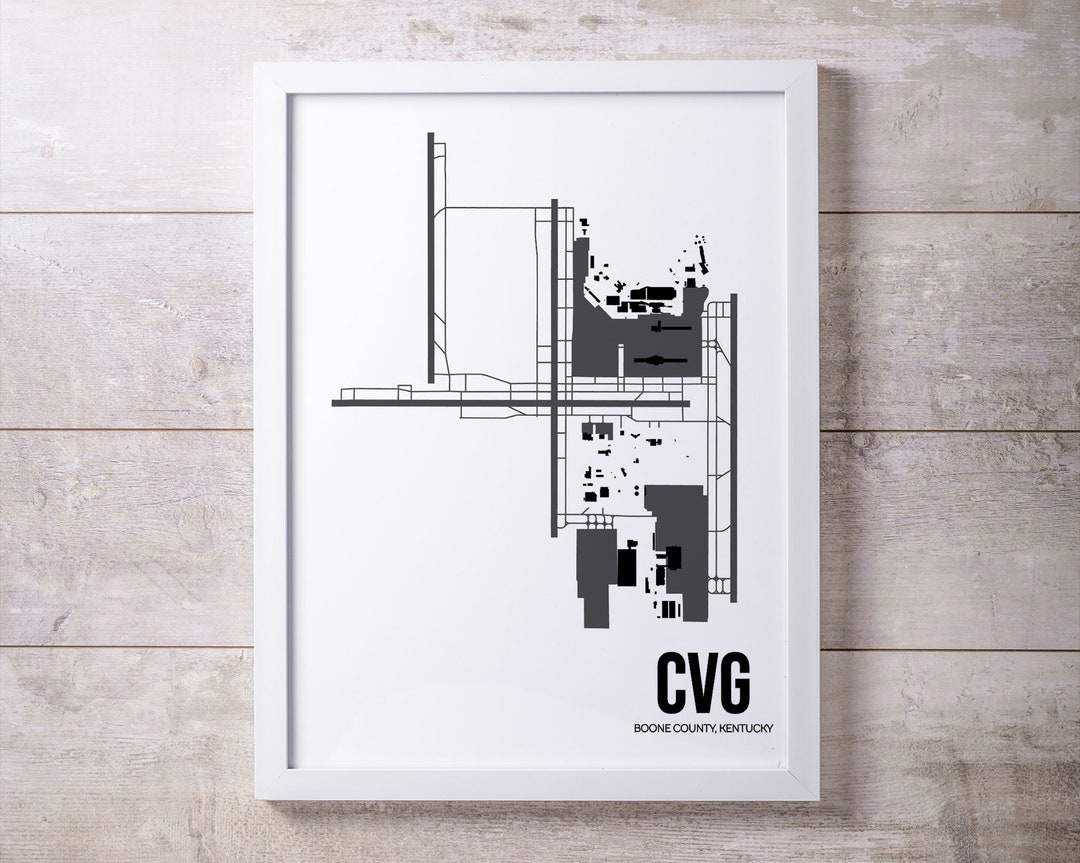 CVG Airport Map Print: Cincinnati Aviation Art - Etsy
