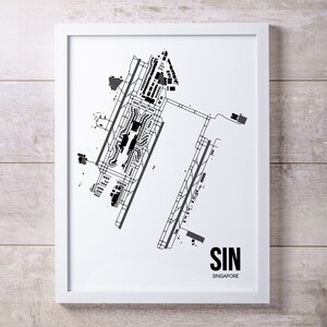 SIN Changi Airport Map Print: Minimalist Aviation Art