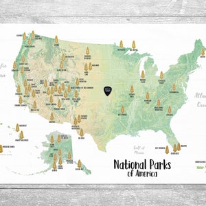 24x16 Scratch off your National Parks Adventures Map Gold Foil scratch off Made in USA image 1