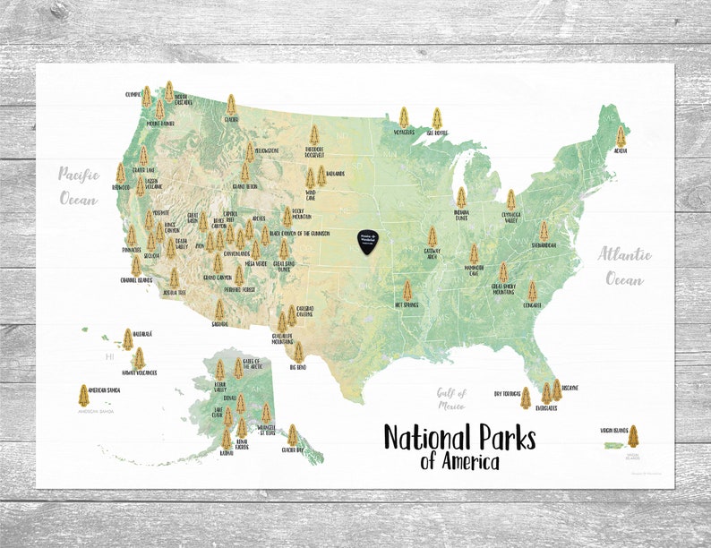 24x16 Scratch off your National Parks Adventures Map Gold Foil scratch off Made in USA image 1