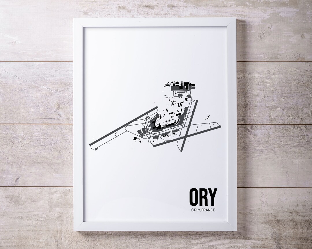 ORY Paris-orly Airport Map Print, Paris, France, Minimalist Home Decor ...
