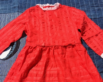 Little Girl Red Vintage Party Handmade Dress 1950s 1960s