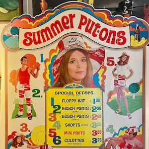 1971 Vintage Coca Cola Summer Put Ons Promo Clothes Store Display Cardboard Sign Mail Away