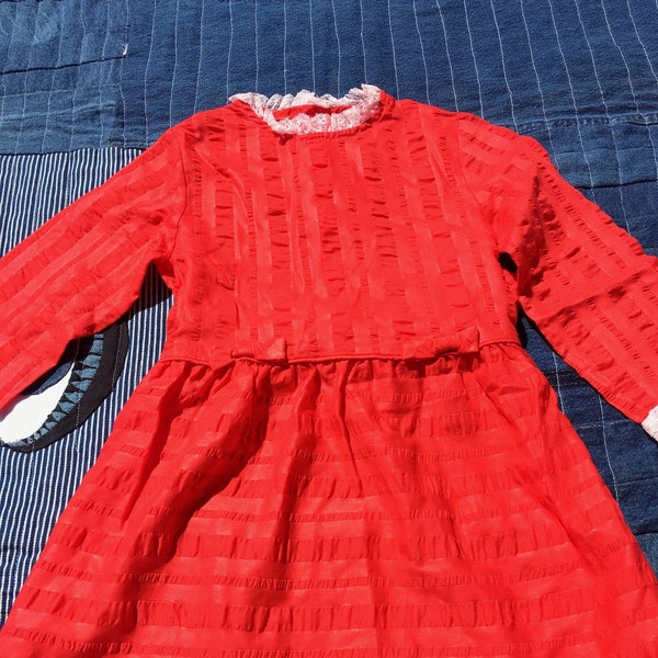 Little Girl Red Vintage Party Handmade Dress 1950s 1960s