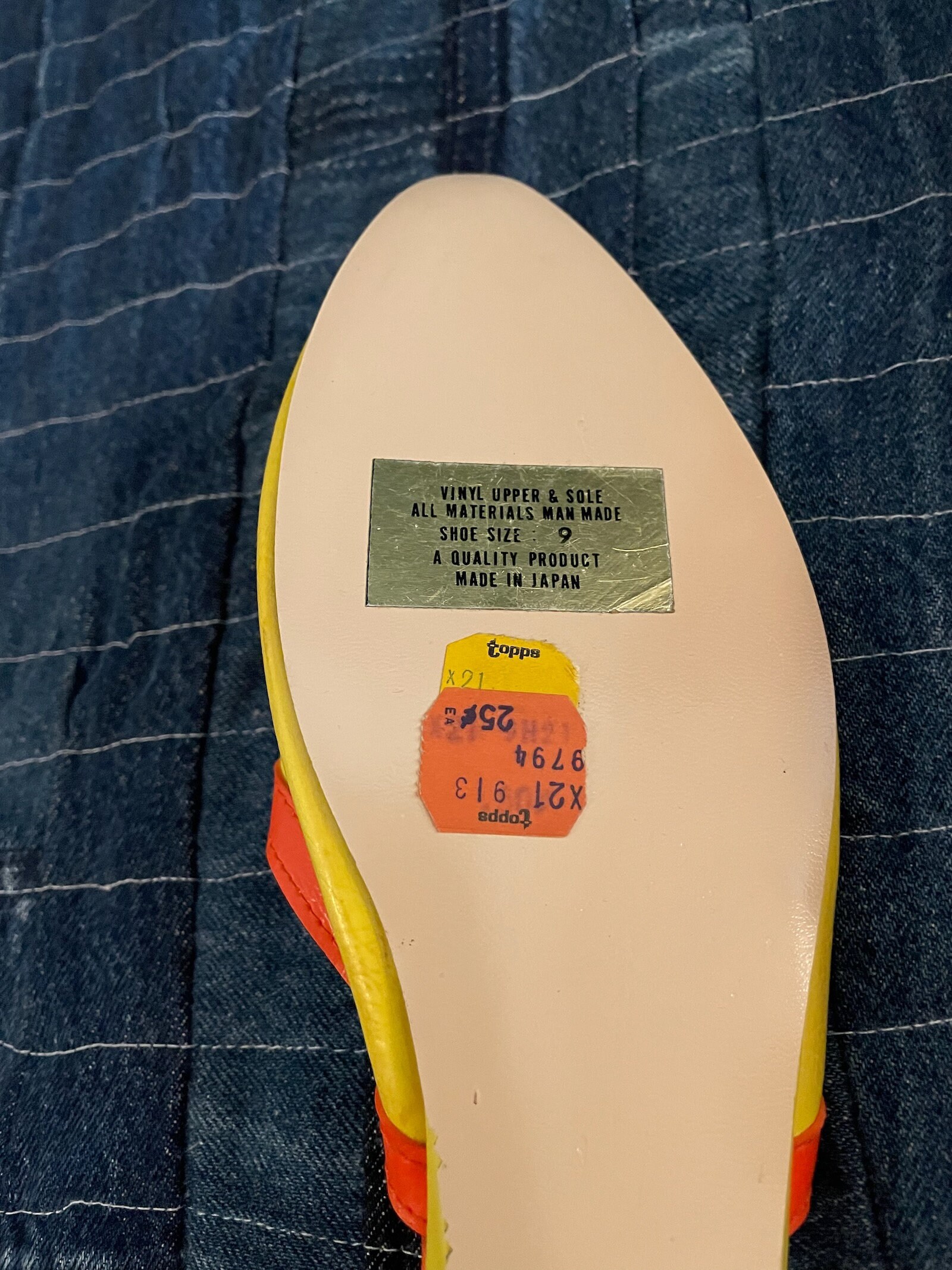 1960s Vintage MOD Orange & Yellow Flats Vinyl Shoes SZ 9