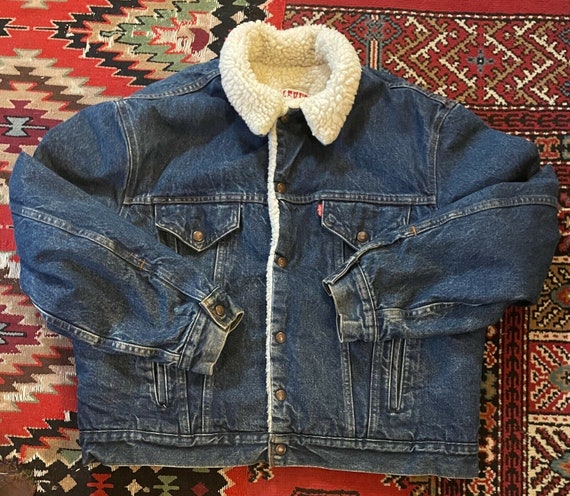 Vintage Levi's Sherpa Lined Denim Jean Jacket Red… - image 2