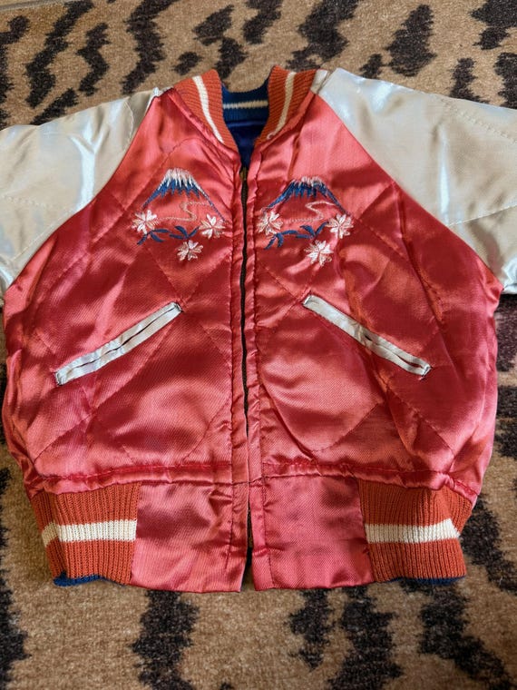 Rare Vintage 1950s Kids Sukajan Japan Souvenir Satin … - Gem