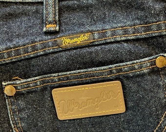 1980s Vintage Wrangler Dark Blue Denim Jeans Straight Leg 33x34 1970s Western Wear USA
