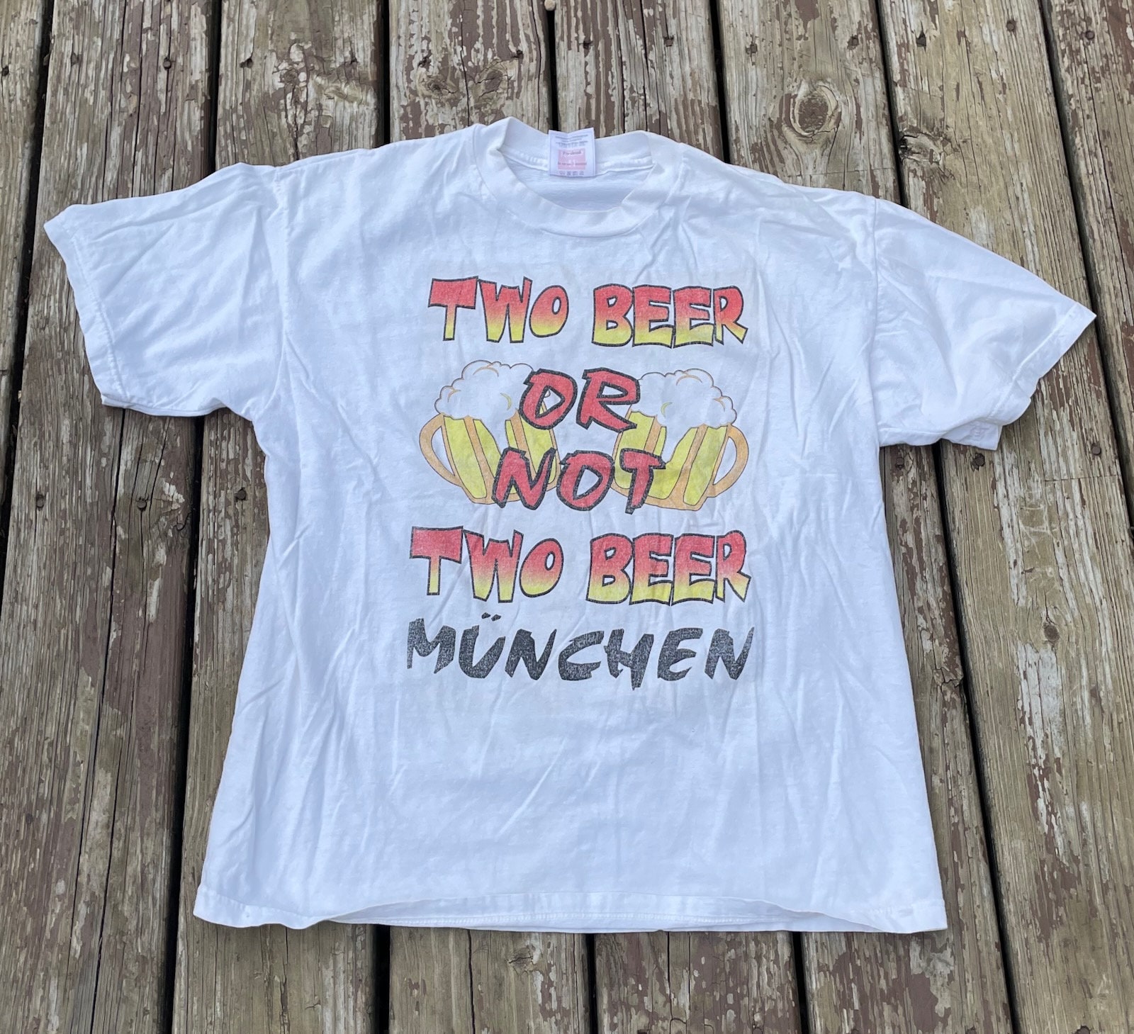 1990s Vintage German Novelty Hanes Two Beer or Not Two Beer
