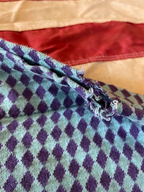 Vintage 60s 70s Purple & Blue Diamond Knit Cotton… - image 4