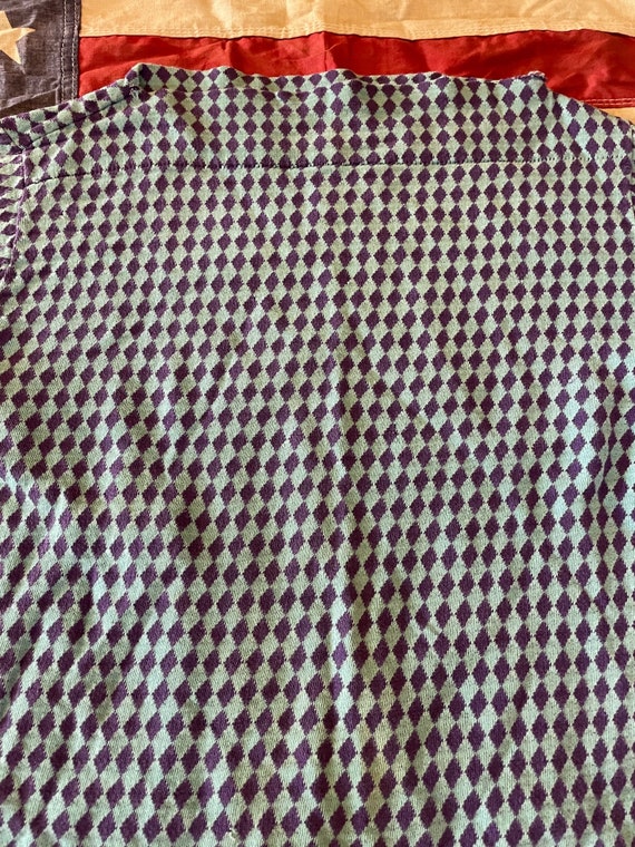 Vintage 60s 70s Purple & Blue Diamond Knit Cotton… - image 2