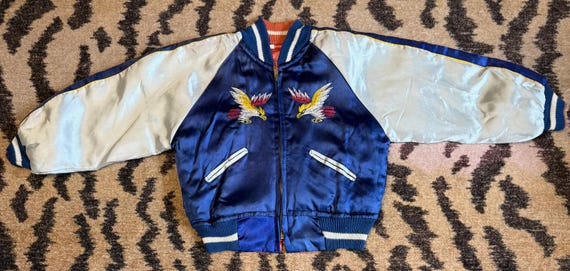 Rare Vintage 1950s Kids Sukajan Japan Souvenir Satin … - Gem