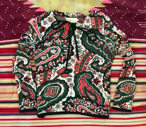 Catalina Jacquard 1960s 1970s Boat Neck Paisley Wi