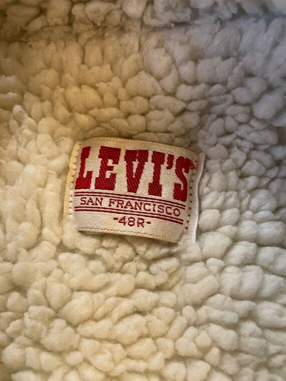 Vintage Levi's Sherpa Lined Denim Jean Jacket Red… - image 9