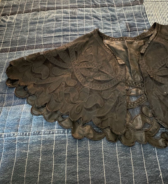 Antique Vintage Black Victorian Lace Mourning Col… - image 10