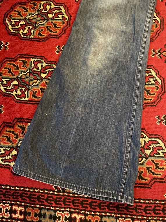 1970s Vintage Cheap Jeans High Waisted Wide Leg F… - image 2