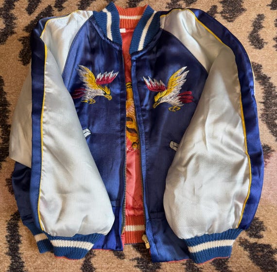 Rare Vintage 1950s Kids Sukajan Japan Souvenir Satin … - Gem