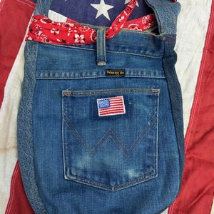 Wrangler Vintage 70s 80s Jeans Handmade Bag Purse Country Western BOHO Girl