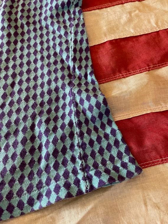 Vintage 60s 70s Purple & Blue Diamond Knit Cotton… - image 6