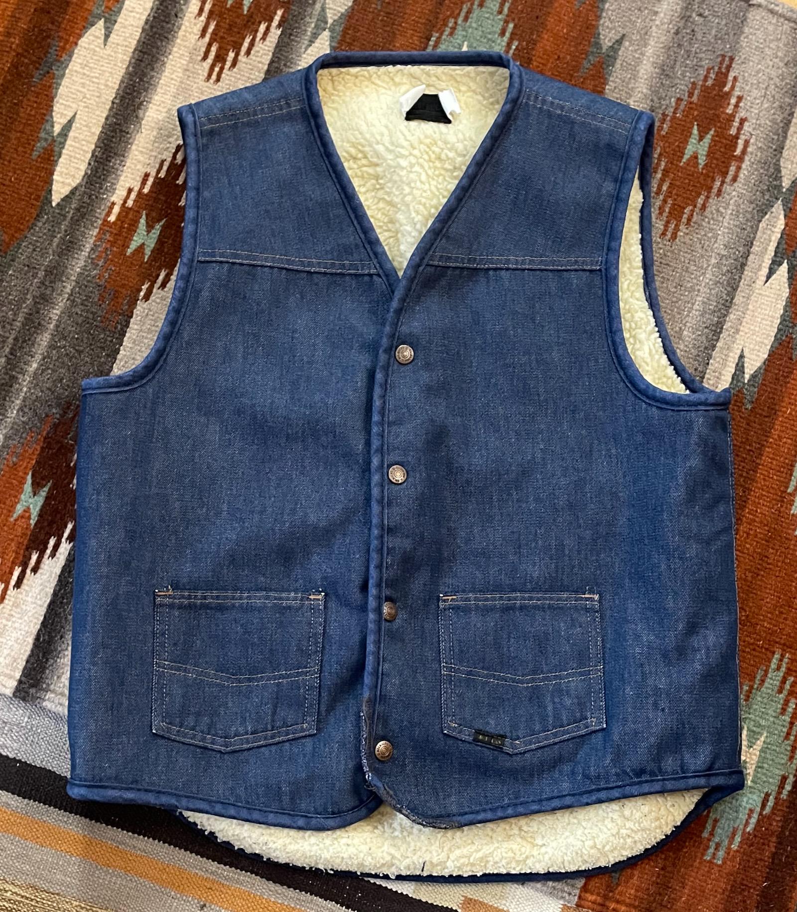 1970s Vintage Sears Roebuck Dark Denim Jean Sherpa Lined