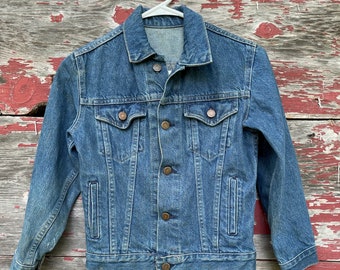 1980s Vintage Sears Bristol Blues Dark Blue Denim Jean Jacket Blue Jeans AS IS Size Small 1970s