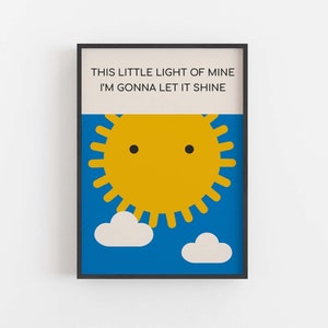 This Little Light Of Mine Wall Decor. Colourful Wall Art, Modern Christian Art Print, Bright Christian Kids Art Print Sunny Art Print