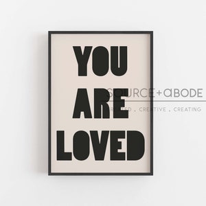 You Are Loved Wall Decor. Modern Christian Art Print, Christian Wall Art, Scripture prints, Uplifting Bedroom Decor, Love Art Gift