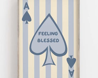 Lámina artística Feeling Blessed, póster artístico Y2k, lámina artística cristiana, decoración cristiana para el hogar, Juego de la vida, arte inspirado en juegos, arte mural llamativo