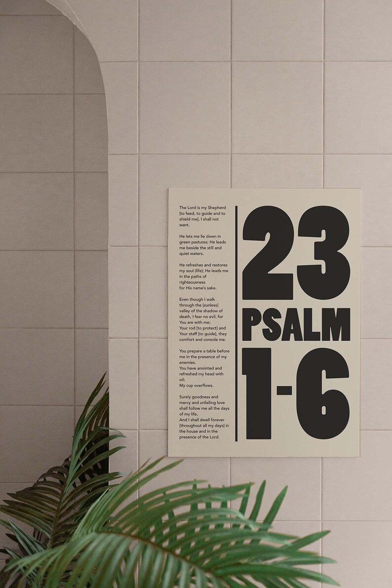 Pslam Font Psalm 23 the Lord is My Shepherd Wall Decor. Modern Christian Art Print ...