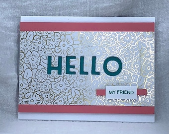 HELLO Gold Flower Card