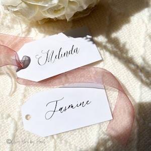 Wedding Name Cards Name Tags Gift Bag Tags Pearl Shimmer Tags Bridesmaid  Gift Tags Bridesmaid Gift Bridal Shower Name Tags Place Card 