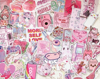 Pink Dreamy Aesthetic Glossy Stickers, Bullet Journal Stickers, Mystery Bag Flakes