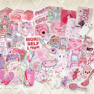 Pink Dreamy Aesthetic Glossy Stickers, Bullet Journal Stickers, Mystery Bag Flakes