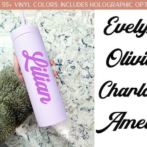 Lillian Font, Custom Name Vinyl Decal, Vinyl Stickers, Holographic Name Decal, Name Stickers, Custom Decal, Wine Tumbler Labels