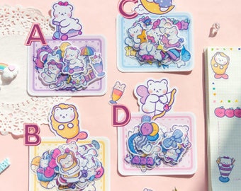 Kawaii cute bear 40 stickers | Bullet Journaling | Cute Mini Stickers | Washi Stickers // for journaling, decorating, planners
