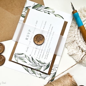 Translucent Vellum Bellyband for 5&quot; x 7&quot; Invitations, Elegant Invitation Wrap, DIY 2 inch Vellum Belly Band, Modern Invitations